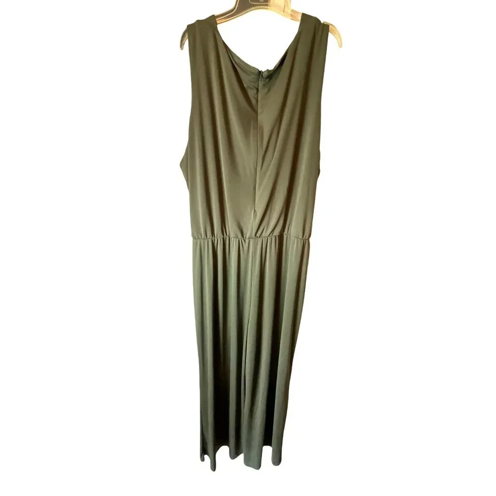 Lauren Ralph Lauren Parthenia Womens Plus Size 3X Olive Green Sleeveless Jumpsui